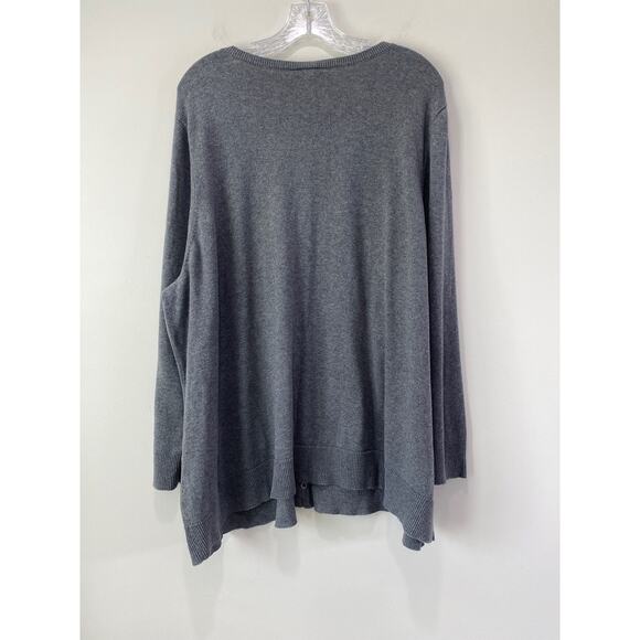 Catherines Soft Pearl Snap Front Cardigan Sweater Womens Plus Sz 3X Grey 26/28W - Picture 5 of 7